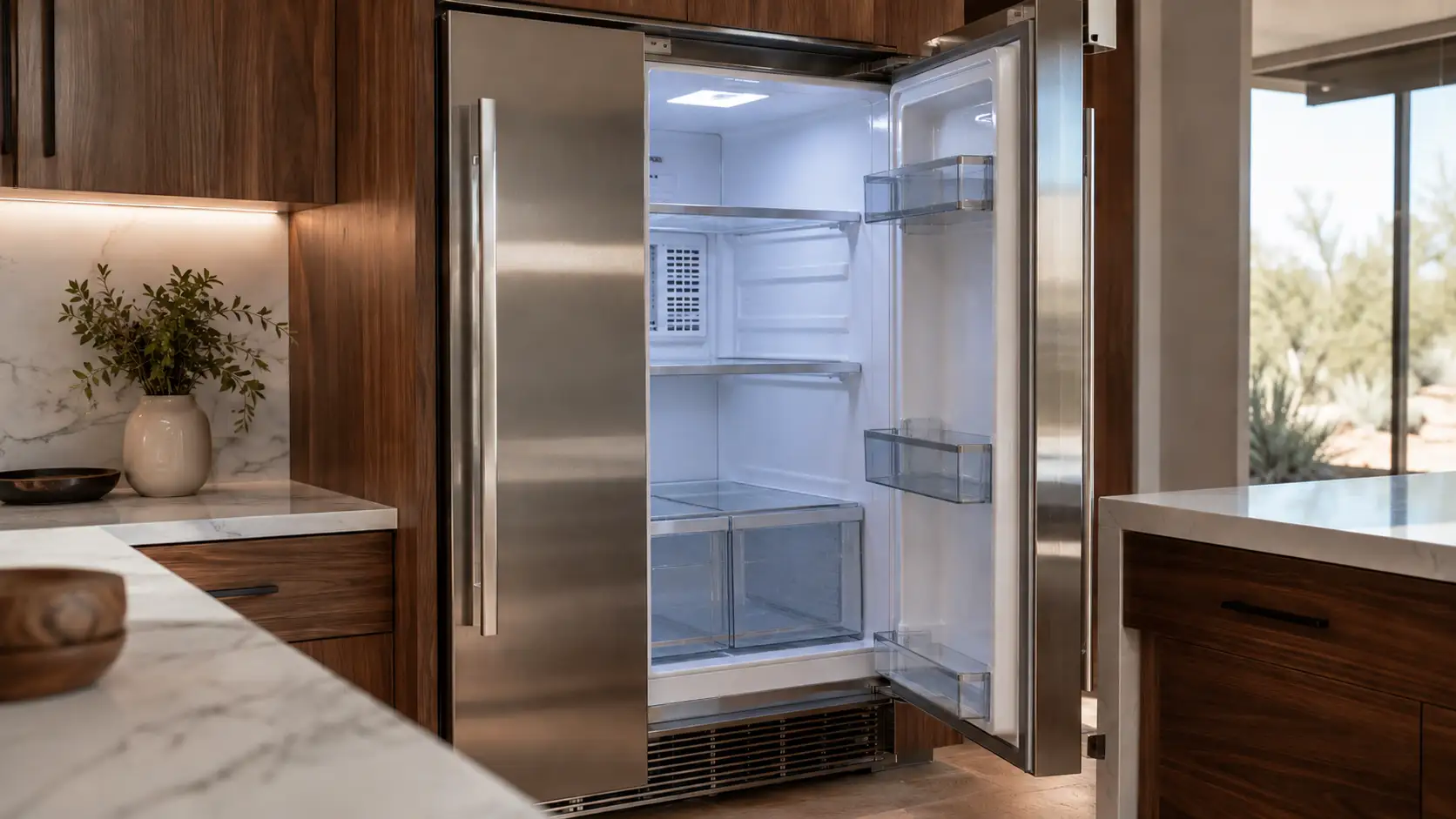 Repaired refrigerator operating properly after professional service in a Scottsdale, AZ kitchen