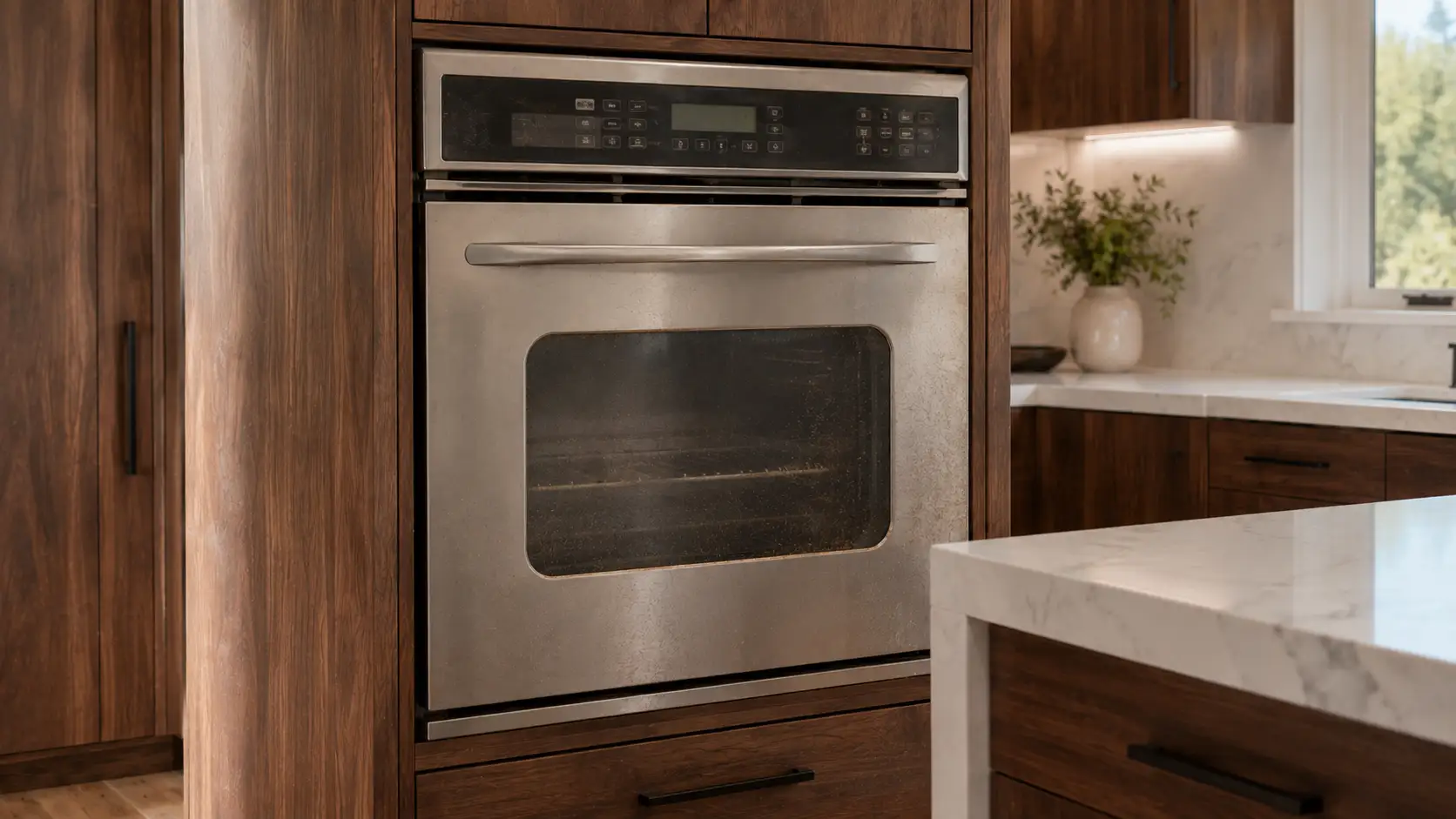 Aging built-in wall oven before professional repair and installation in a Chandler, AZ kitchen