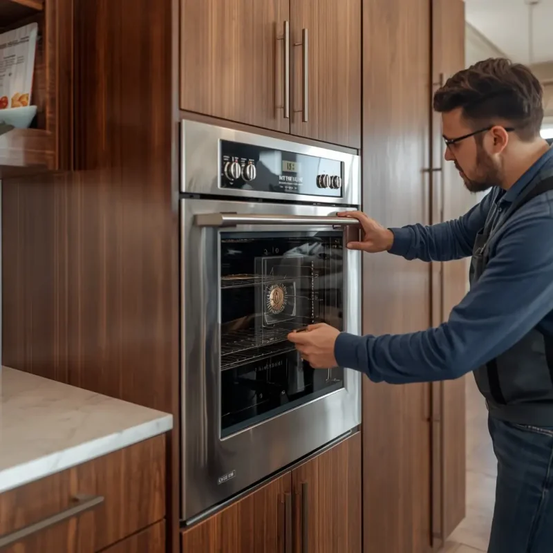 Built-in wall oven installation in Scottsdale, AZ by professional kitchen appliance installers with precision cabinet fitting and luxury kitchen craftsmanship.