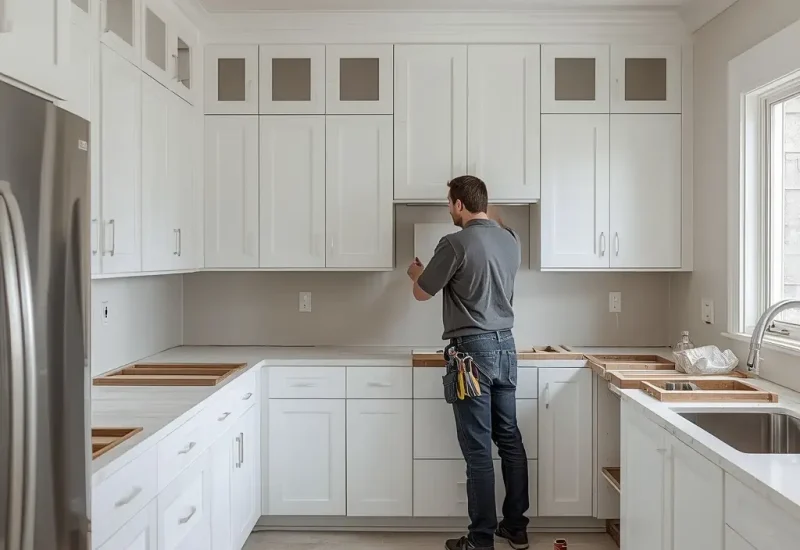 Professional cabinet installation service in Scottsdale AZ with custom shaker cabinets for a modern kitchen remodel
