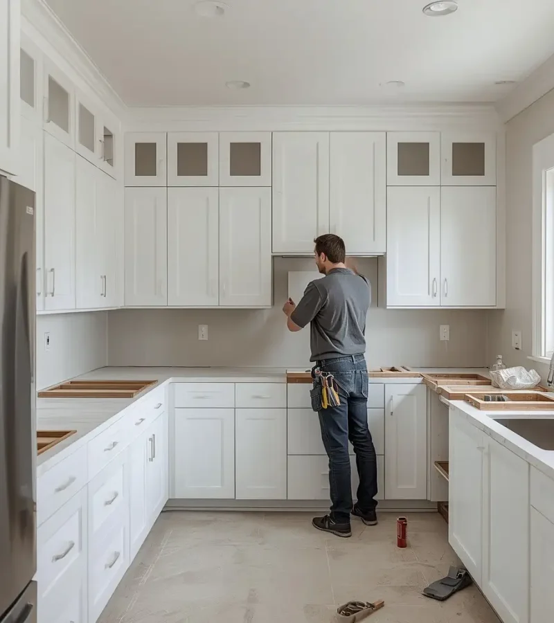 Professional cabinet installation service in Scottsdale AZ with custom shaker cabinets for a modern kitchen remodel
